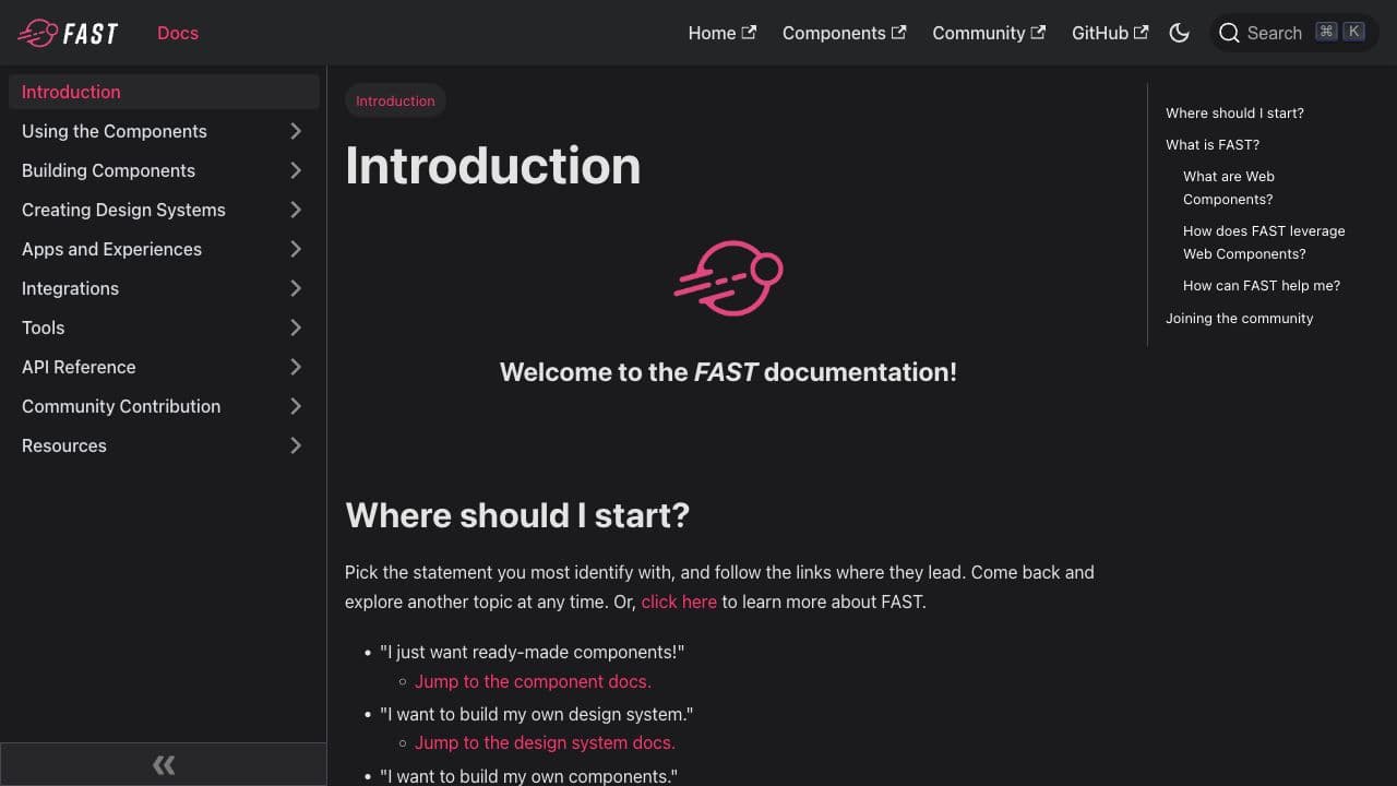 Screenshot of @microsoft/fast-components