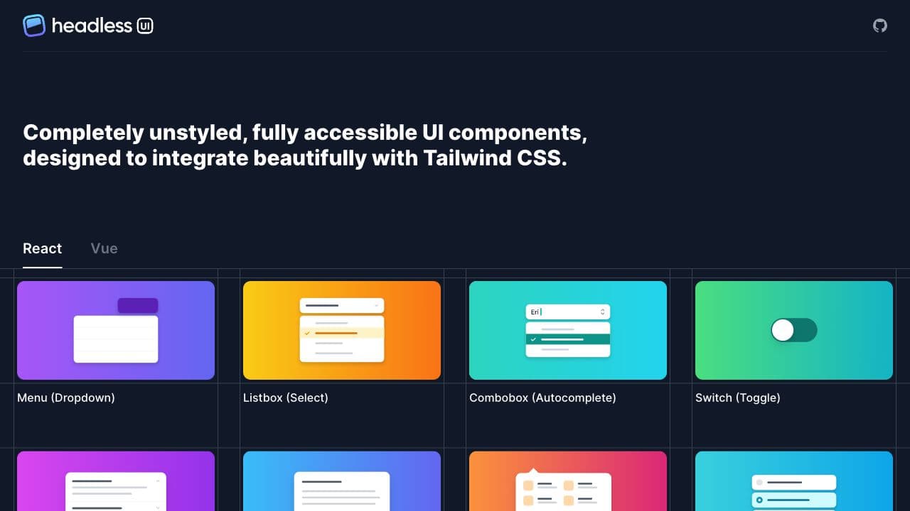 Screenshot of Headless UI