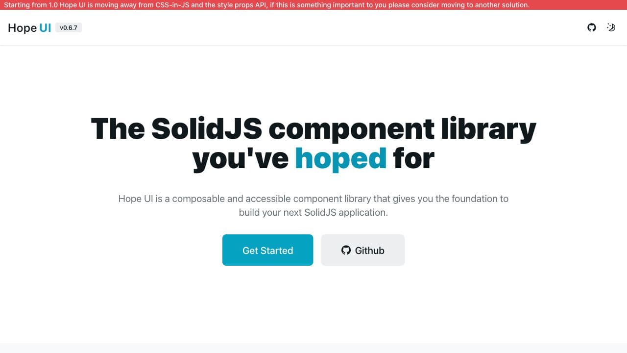 Screenshot of Hope UI