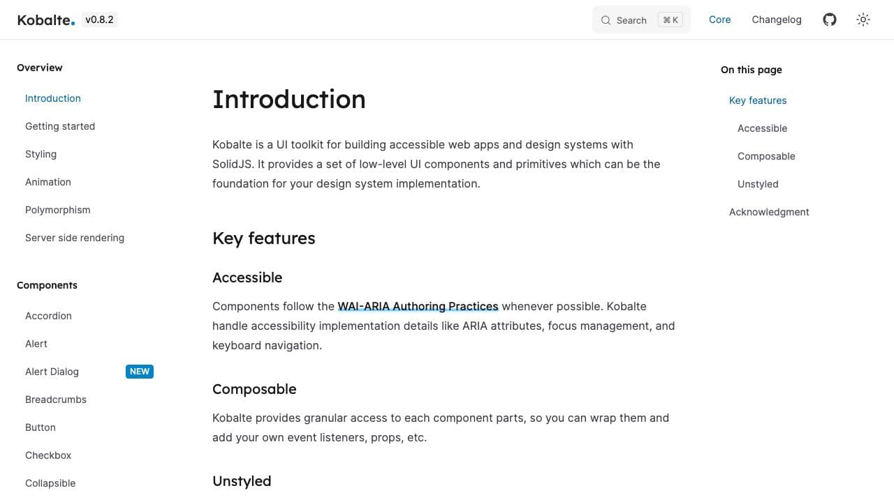 Screenshot of Kobalte