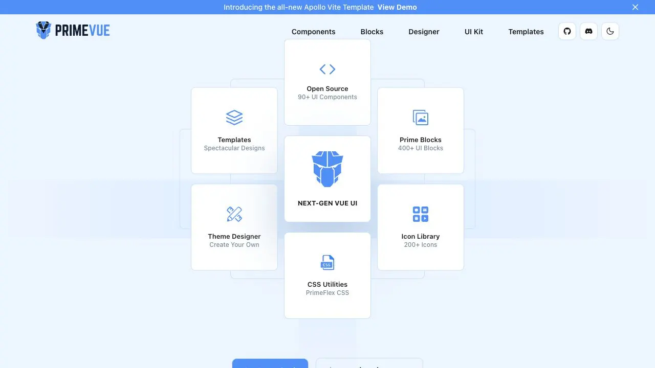 Screenshot of PrimeVue