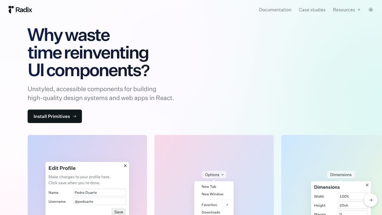 Screenshot of Radix